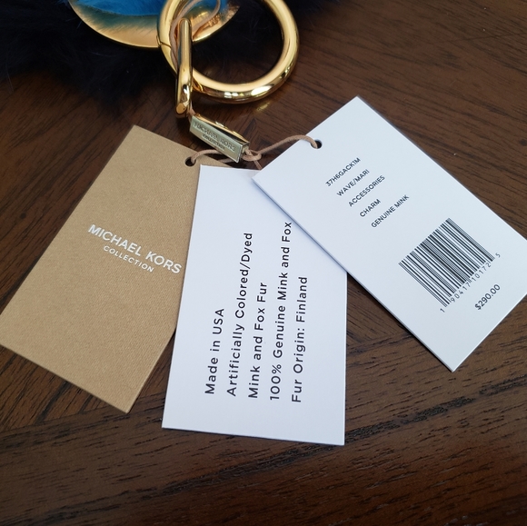 Michael Kors Collection Fur Bag Charm Blue - Picture 3 of 3